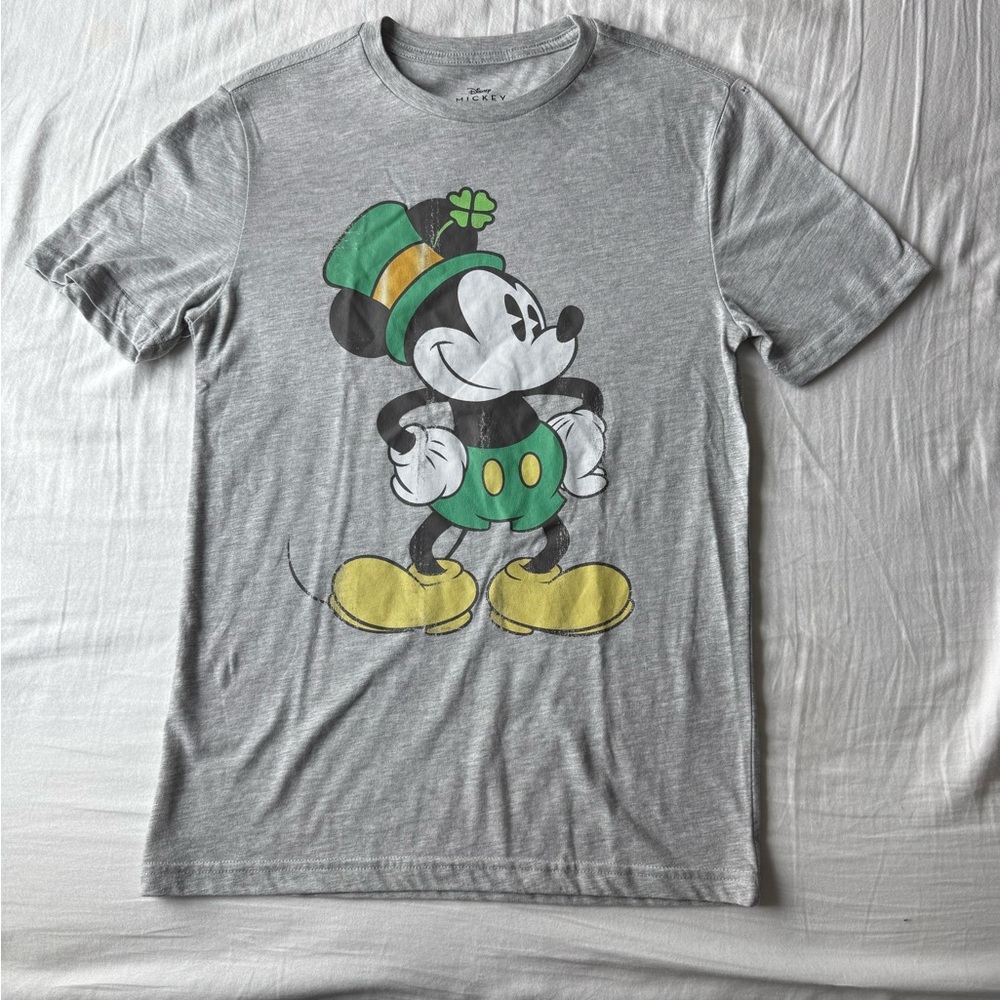 Gray lucky St Patrick’s Irish Mickey Mouse T-shirt